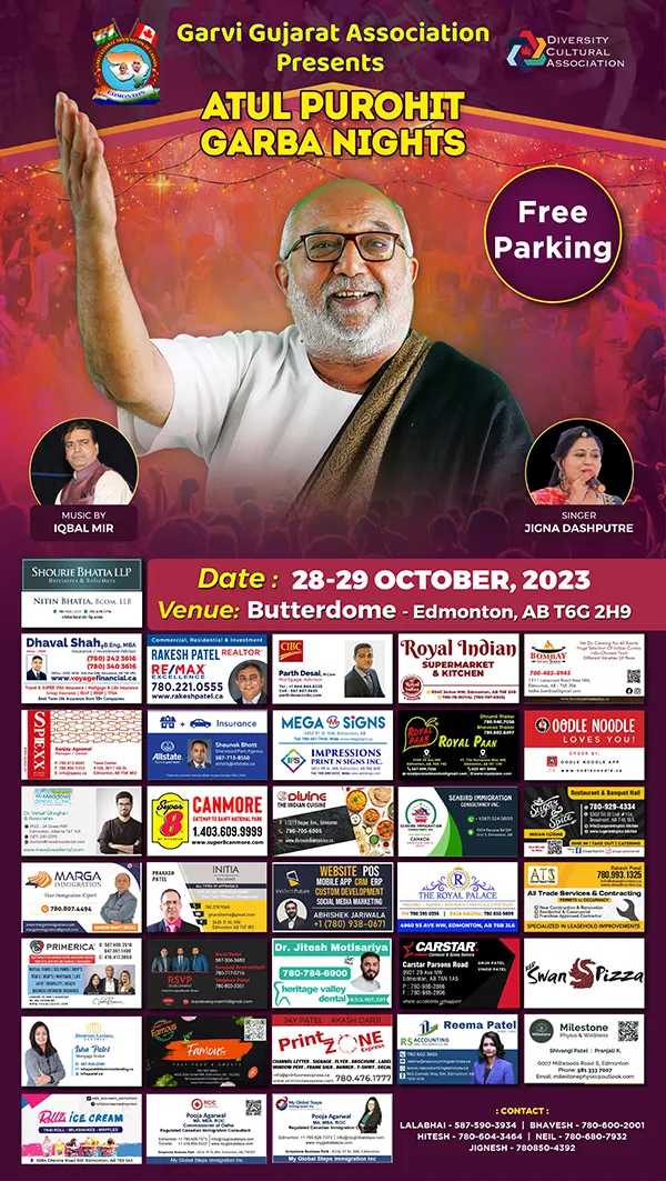 Garba Night With Atul Purohit 2023 Garvi Gujarat Association of Canada
